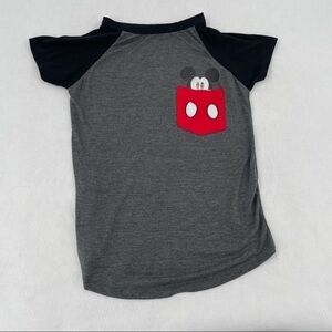 DISNEY Womens T-Shirt Gray with Mickey Mouse Pocket size: Medium 7/8